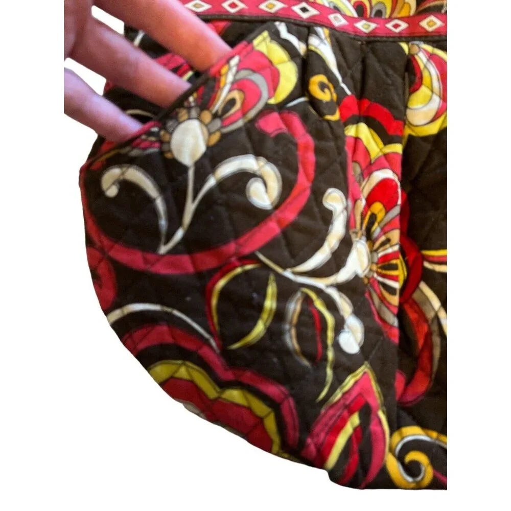 Retired Brown Yellow Red Floral Vera Bradley Pucini Handbag Purse HOBO Bag NWOT